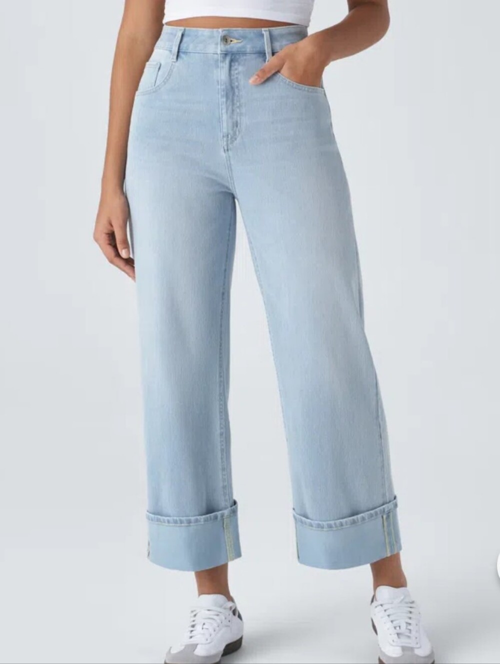 HALARA FLEX™ HIGH WAISTED WIDE LEG JEANS — SMALL PETITE (US 4–6)